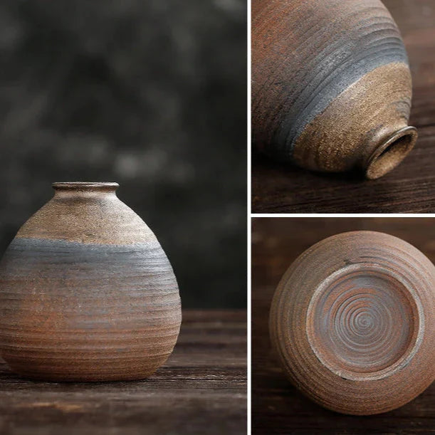 Handmade Classic Brown Table Vase Set